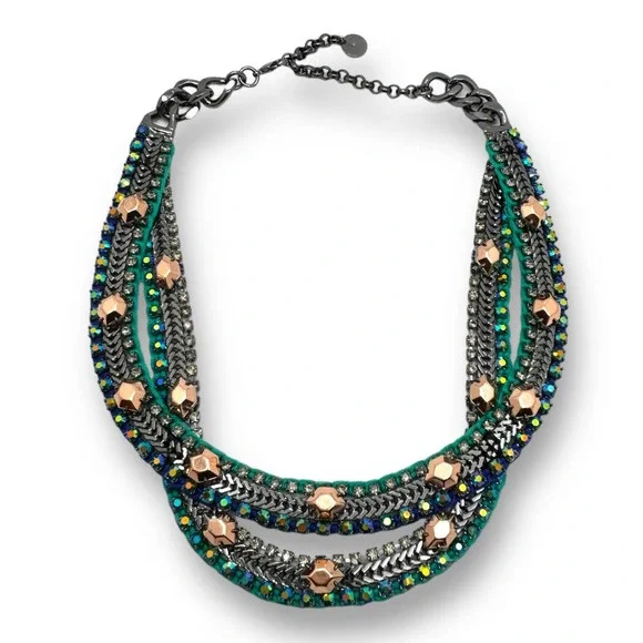 Stella & Dot Retired Rose Gold + Hematite Mercury Statement Necklace RARE NWOT - Picture 5 of 11